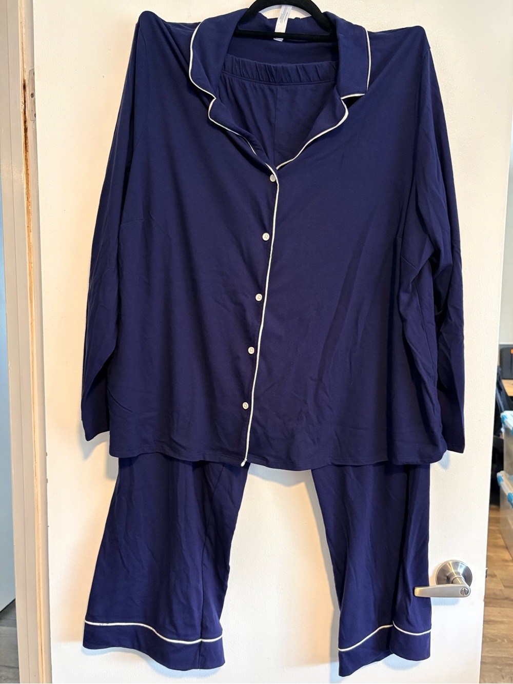 Cacique Navy Pajama Set with White Piping - size 30/32